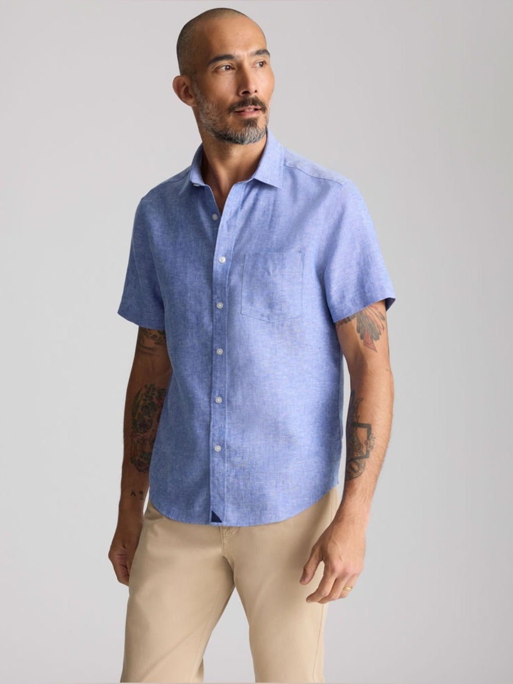 UNTUCKit Cameron 100% Linen Button Shirt Size XXL Blue